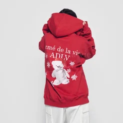Alternative view of Áo Hoodie Snow Bear Đỏ Đậm