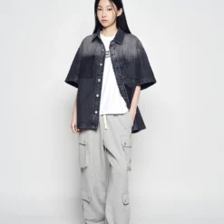 Alternative view of Áo Thun Oversize Washing Denim Đen