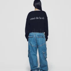 Alternative view of Áo Cardigan Crop Basic Logo Đen
