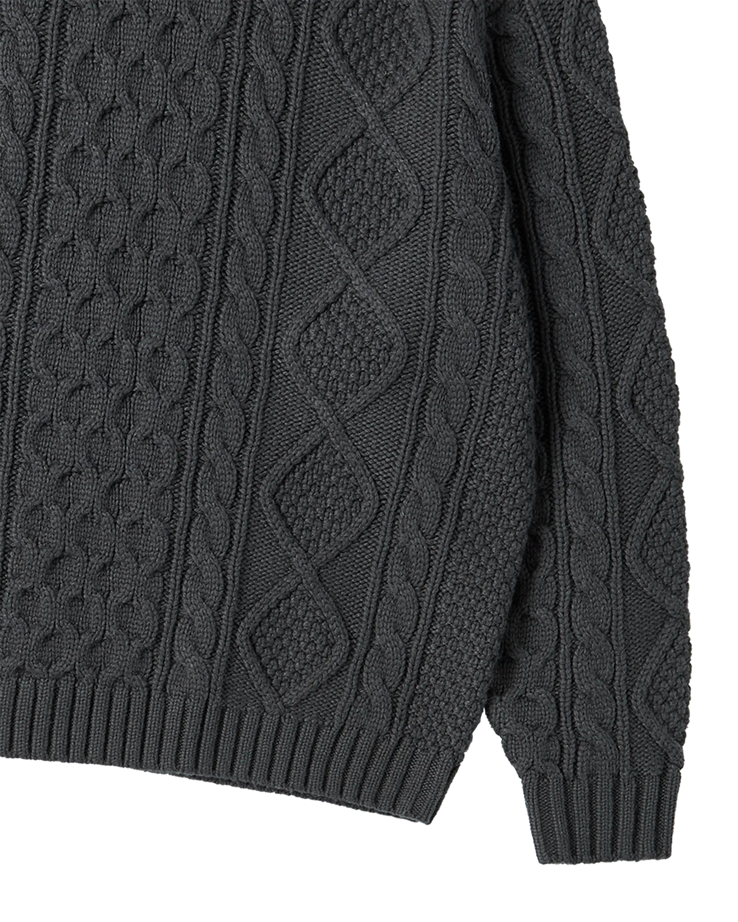 Áo Hoodie Low Gauge Cable Knit Than chì - Ảnh 3