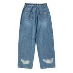 Quần Denim Destroyed Banding Xanh Dương