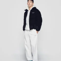Alternative view of Áo Khoác Basic Logo Oversize Corduroy Short Duck Down Đen