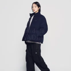Alternative view of Áo Khoác Basic Logo Oversize Corduroy Short Duck Down Xanh Navy